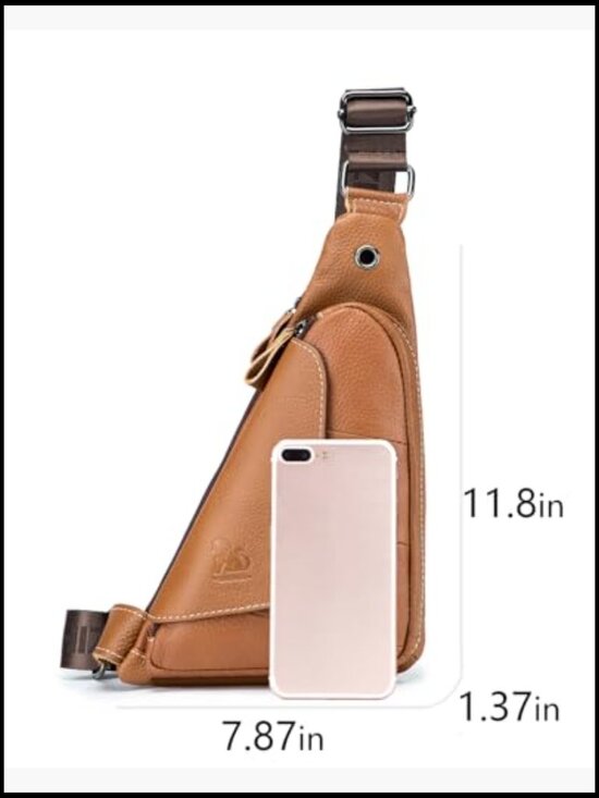 Genuine Leather Crossbody Backpack Casual Daypack Adjustable Straps Multiple main image 4